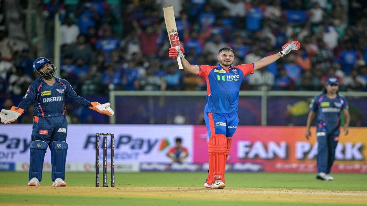 Anutosh Sharma batting for Delhi Capitals